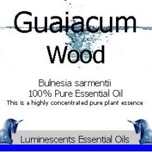 guaiacum wood essential oil label