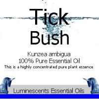 tick bush essential oil label