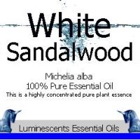 white sandalwood essential oil label
